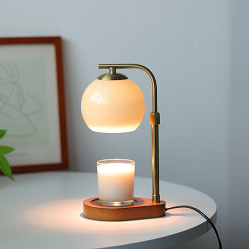 Traditional Vintage Wood Iron Glass Round 1-Light Melting Wax Table Lamp for Bedroom Rustic Home Decor Classic Lighting Bedside Accent Lamp Unique Design Warm Ambiance Perfect for Living Room Nightstand Decorative Lighting Farmhouse Style Table Light