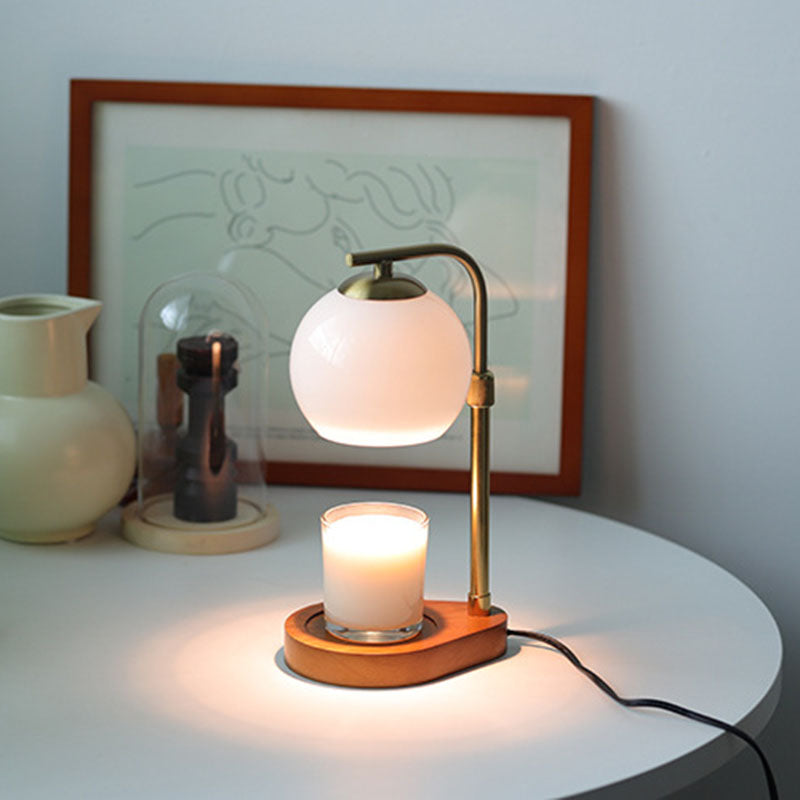 Traditional Vintage Wood Iron Glass Round 1-Light Melting Wax Table Lamp for Bedroom Rustic Home Decor Classic Lighting Bedside Accent Lamp Unique Design Warm Ambiance Perfect for Living Room Nightstand Decorative Lighting Farmhouse Style Table Light