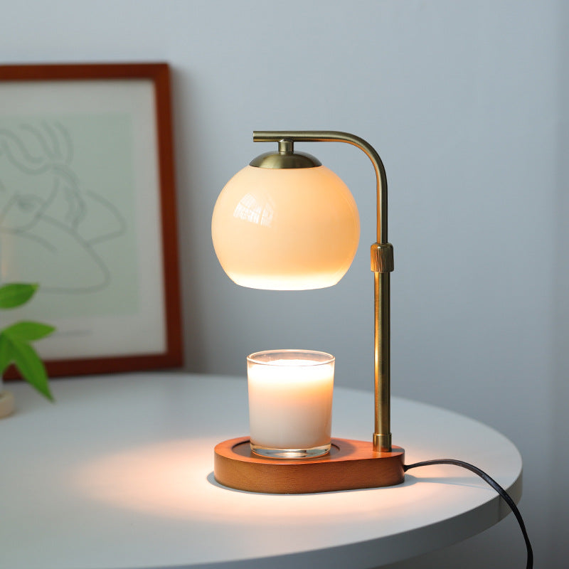Traditional Vintage Wood Iron Glass Round 1-Light Melting Wax Table Lamp for Bedroom Rustic Home Decor Classic Lighting Bedside Accent Lamp Unique Design Warm Ambiance Perfect for Living Room Nightstand Decorative Lighting Farmhouse Style Table Light