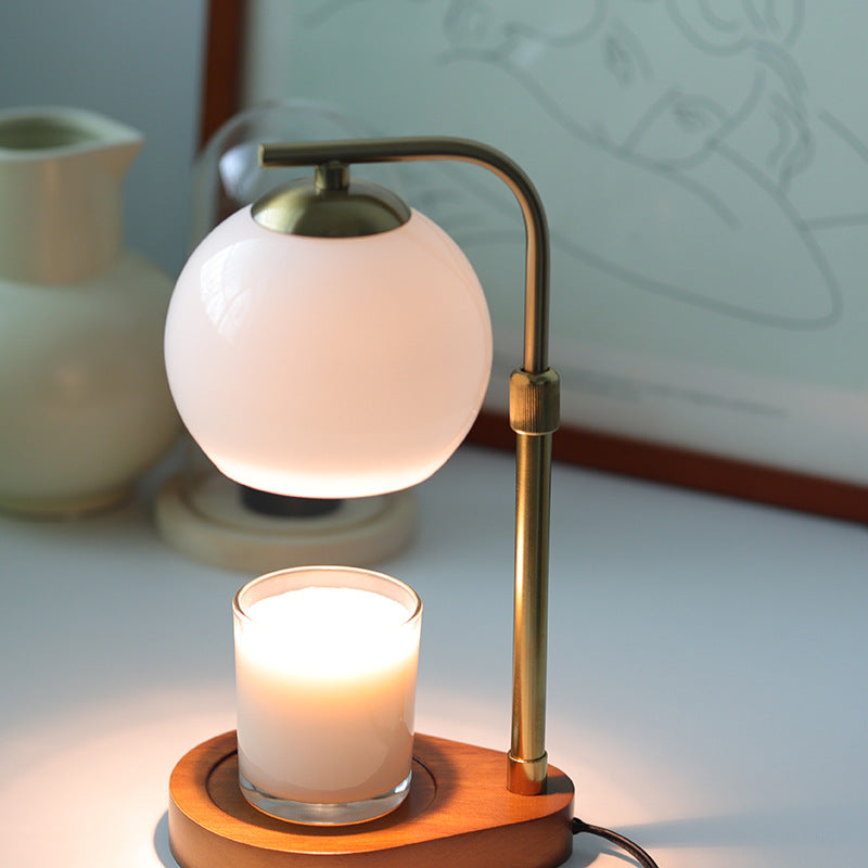 Traditional Vintage Wood Iron Glass Round 1-Light Melting Wax Table Lamp for Bedroom Rustic Home Decor Classic Lighting Bedside Accent Lamp Unique Design Warm Ambiance Perfect for Living Room Nightstand Decorative Lighting Farmhouse Style Table Light
