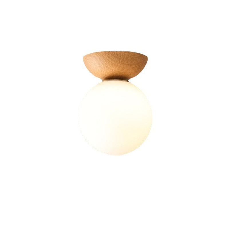 Traditional Japanese Iron Glass Semi-Flush Mount Ceiling Light for Hallway