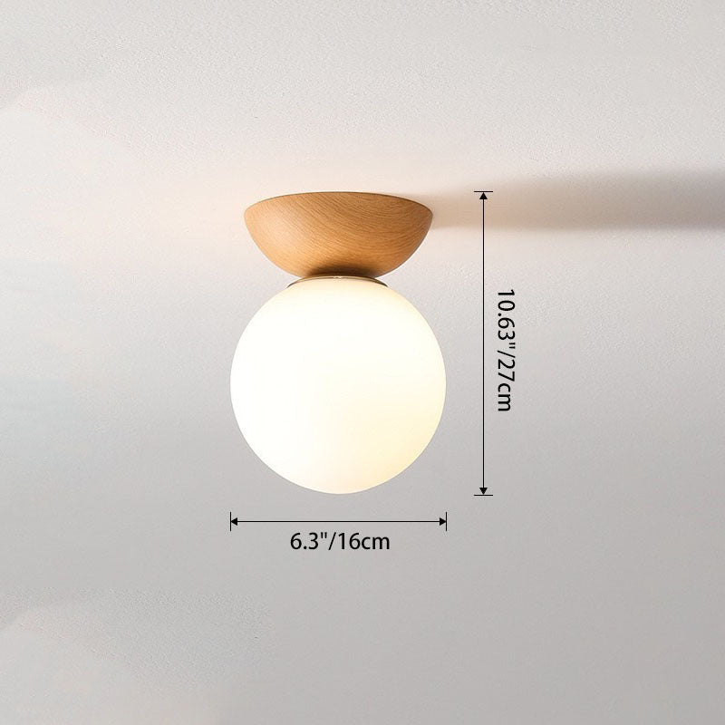 Traditional Japanese Iron Glass Semi-Flush Mount Ceiling Light for Hallway