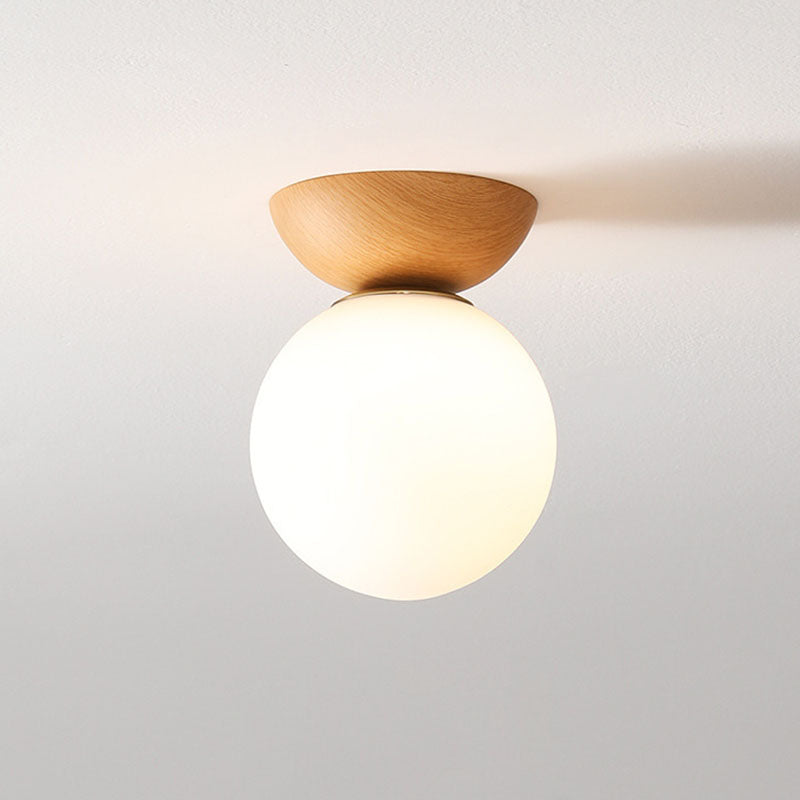 Traditional Japanese Iron Glass Semi-Flush Mount Ceiling Light for Hallway