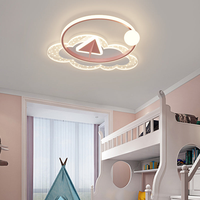 Modern Art Deco Iron Acrylic Kids Arrowhead LED Flush Mount Ceiling Light Bedroom Stylish Lighting Fixture Creative Design Durable Materials Energy Efficient Bright Illumination Childrens Room Decor Unique Ceiling Light Fixture Fun Arrowhead Shape Contemp