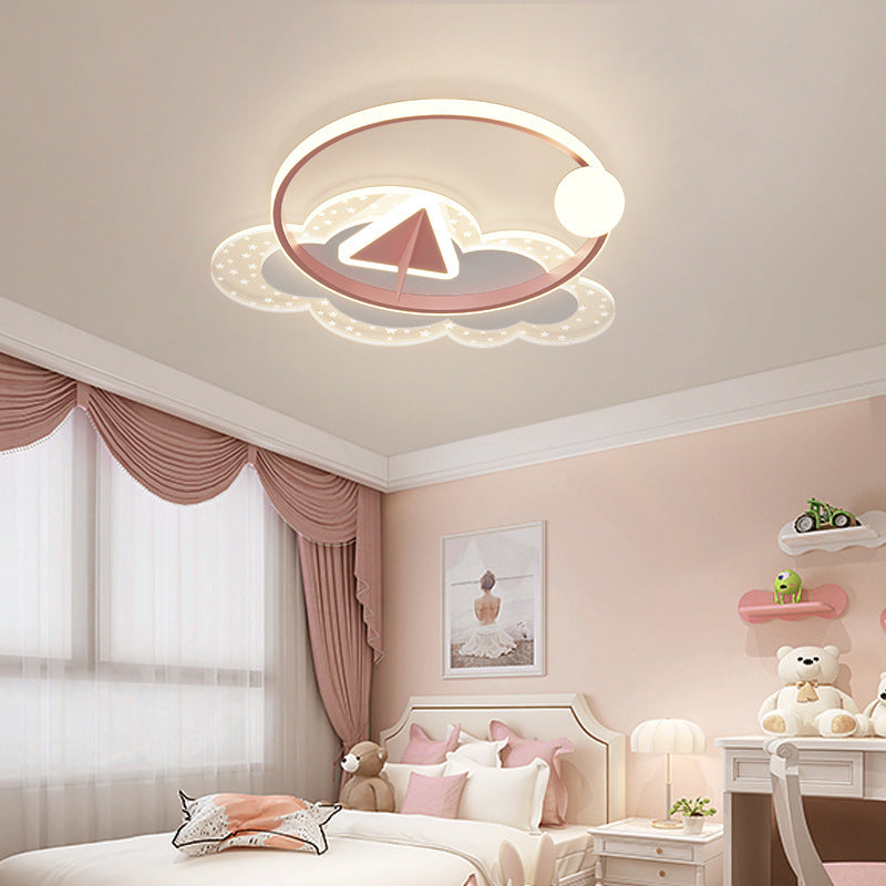 Modern Art Deco Iron Acrylic Kids Arrowhead LED Flush Mount Ceiling Light Bedroom Stylish Lighting Fixture Creative Design Durable Materials Energy Efficient Bright Illumination Childrens Room Decor Unique Ceiling Light Fixture Fun Arrowhead Shape Contemp