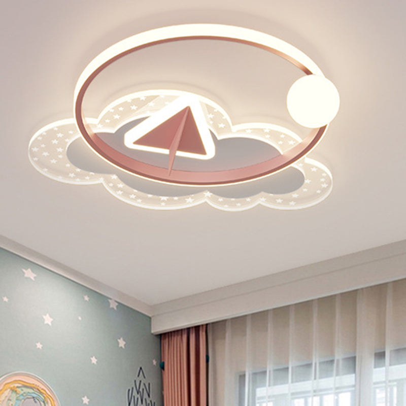 Modern Art Deco Iron Acrylic Kids Arrowhead LED Flush Mount Ceiling Light Bedroom Stylish Lighting Fixture Creative Design Durable Materials Energy Efficient Bright Illumination Childrens Room Decor Unique Ceiling Light Fixture Fun Arrowhead Shape Contemp