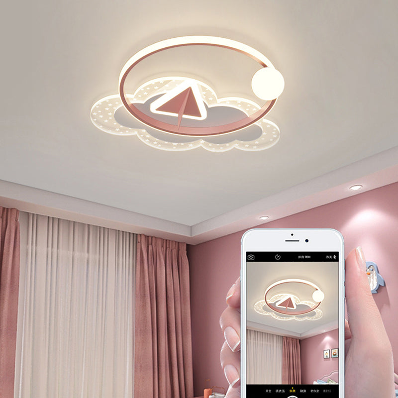 Modern Art Deco Iron Acrylic Kids Arrowhead LED Flush Mount Ceiling Light Bedroom Stylish Lighting Fixture Creative Design Durable Materials Energy Efficient Bright Illumination Childrens Room Decor Unique Ceiling Light Fixture Fun Arrowhead Shape Contemp