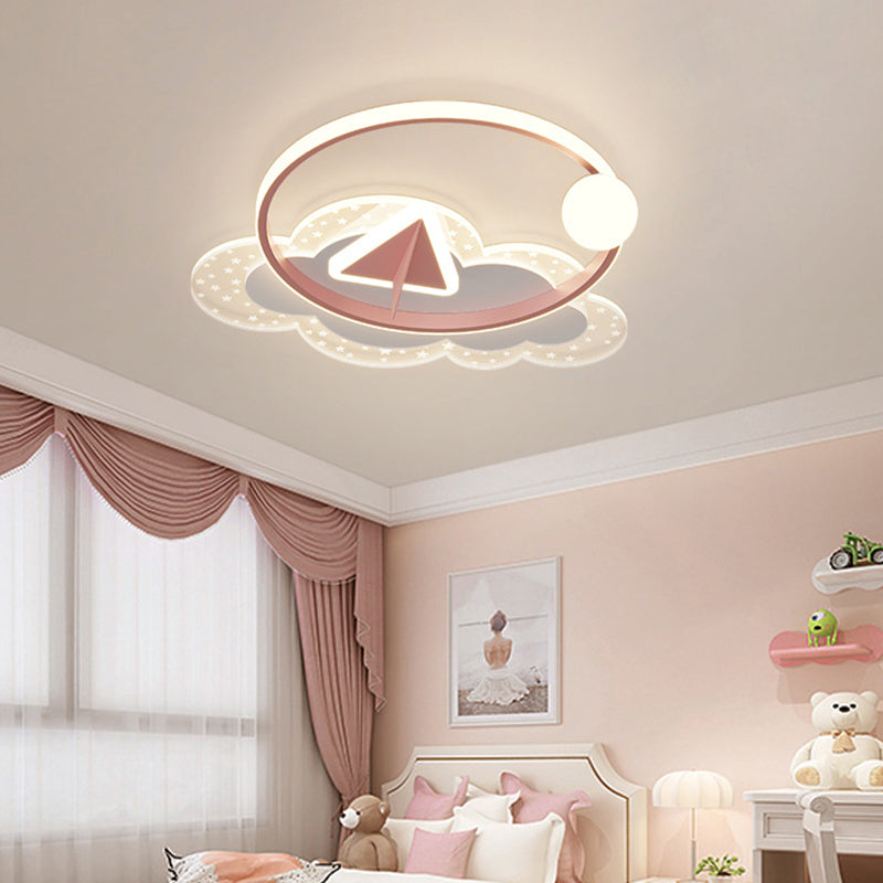 Modern Art Deco Iron Acrylic Kids Arrowhead LED Flush Mount Ceiling Light Bedroom Stylish Lighting Fixture Creative Design Durable Materials Energy Efficient Bright Illumination Childrens Room Decor Unique Ceiling Light Fixture Fun Arrowhead Shape Contemp