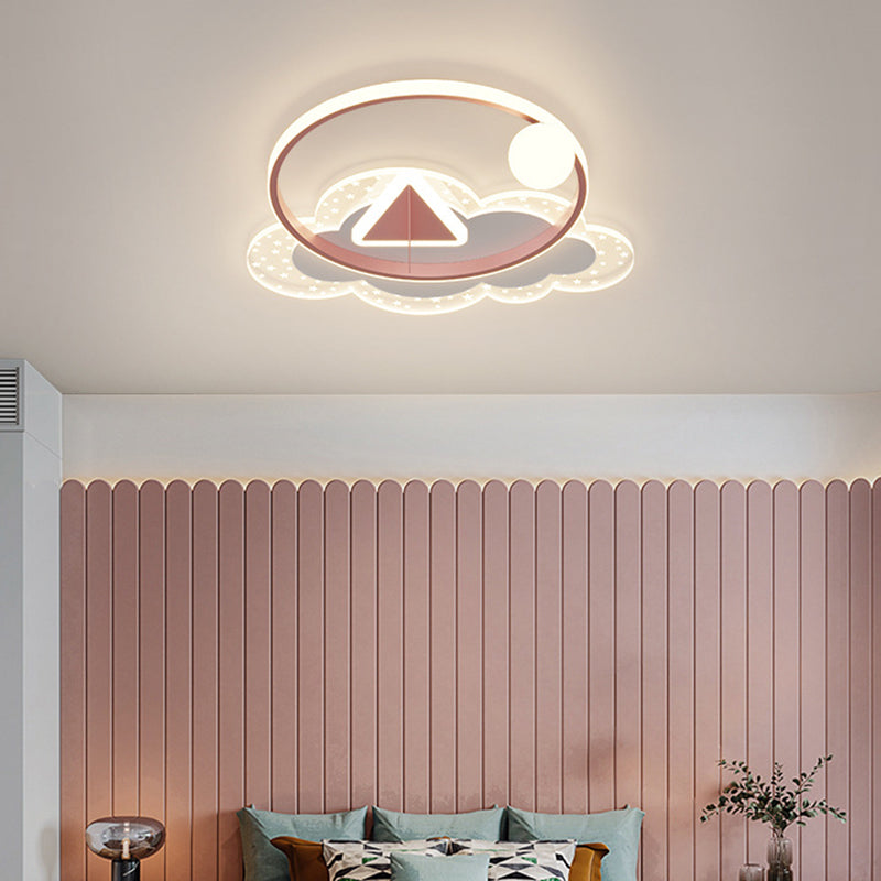 Modern Art Deco Iron Acrylic Kids Arrowhead LED Flush Mount Ceiling Light Bedroom Stylish Lighting Fixture Creative Design Durable Materials Energy Efficient Bright Illumination Childrens Room Decor Unique Ceiling Light Fixture Fun Arrowhead Shape Contemp