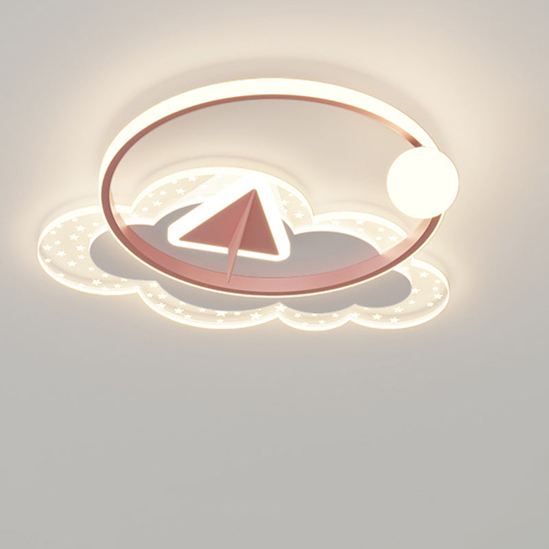 Modern Art Deco Iron Acrylic Kids Arrowhead LED Flush Mount Ceiling Light Bedroom Stylish Lighting Fixture Creative Design Durable Materials Energy Efficient Bright Illumination Childrens Room Decor Unique Ceiling Light Fixture Fun Arrowhead Shape Contemp
