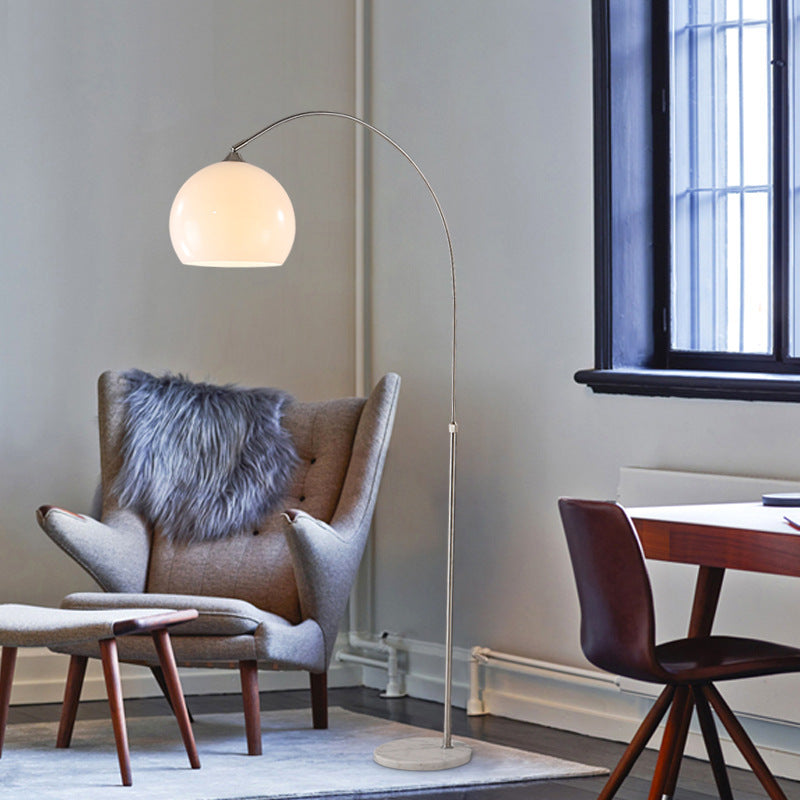 Modern Minimalist Marble Acrylic Stainless Steel Fishing Floor Lamp 1-Light