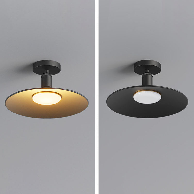 Contemporary Aluminum Round 1-Light Waterproof Semi-Flush Mount Ceiling Light for Outdoor Patio
