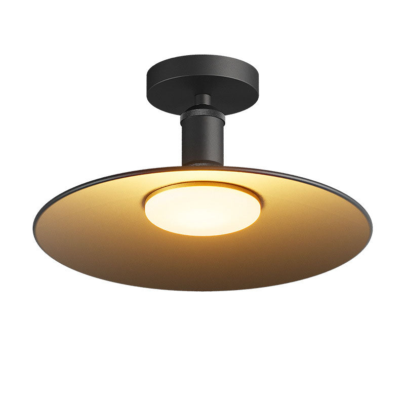 Contemporary Aluminum Round 1-Light Waterproof Semi-Flush Mount Ceiling Light for Outdoor Patio