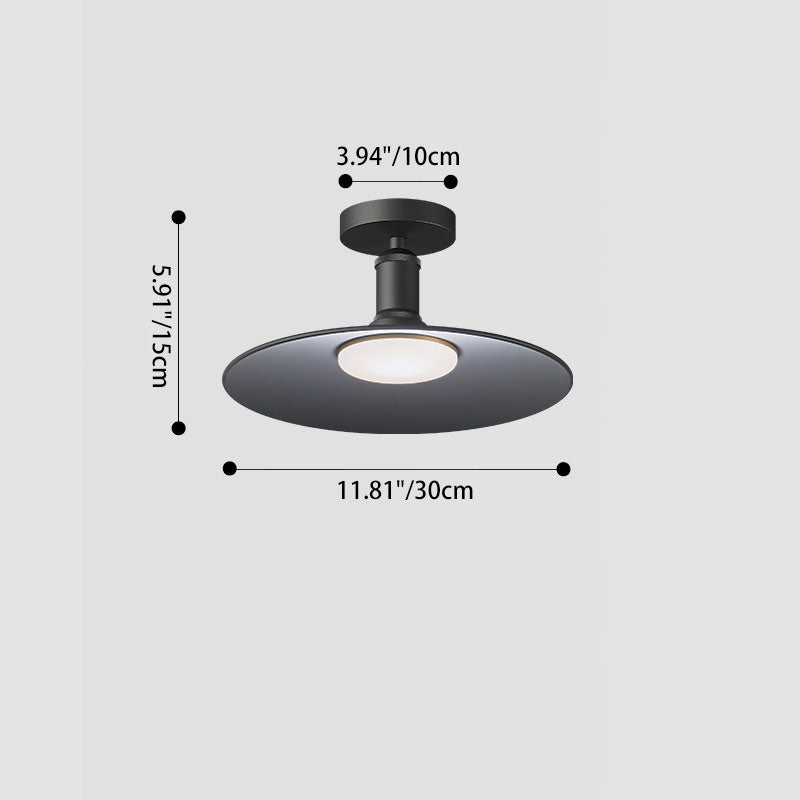 Contemporary Aluminum Round 1-Light Waterproof Semi-Flush Mount Ceiling Light for Outdoor Patio