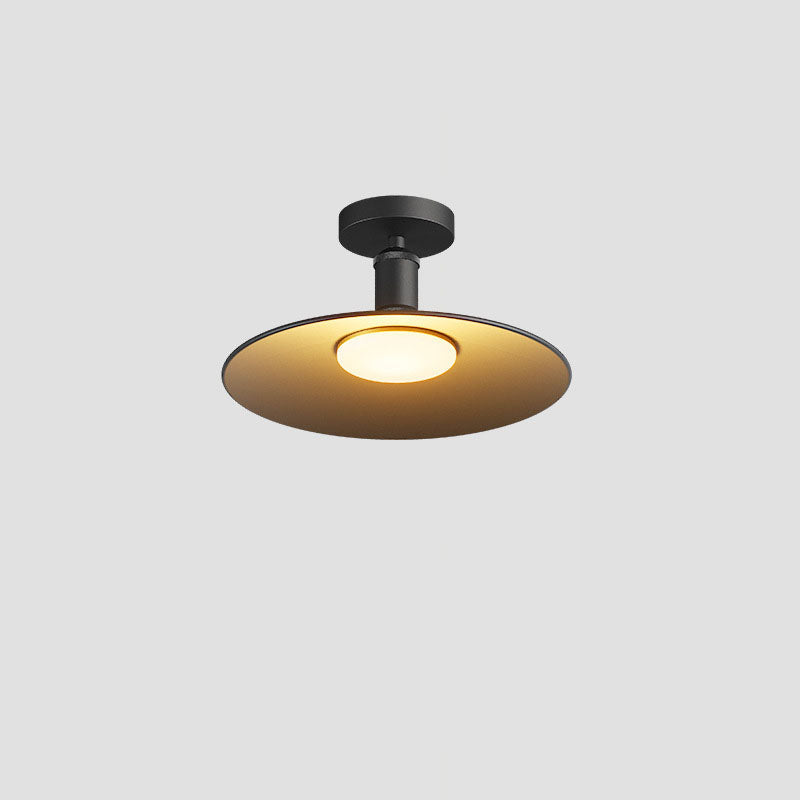Contemporary Aluminum Round 1-Light Waterproof Semi-Flush Mount Ceiling Light for Outdoor Patio