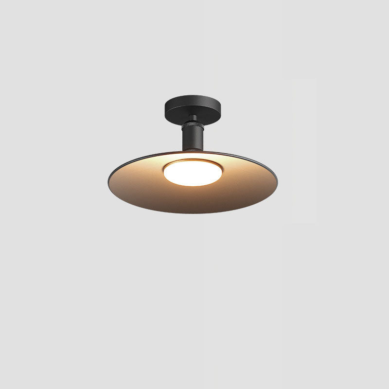 Contemporary Aluminum Round 1-Light Waterproof Semi-Flush Mount Ceiling Light for Outdoor Patio
