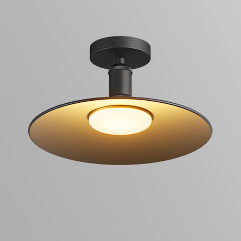 Contemporary Aluminum Round 1-Light Waterproof Semi-Flush Mount Ceiling Light for Outdoor Patio