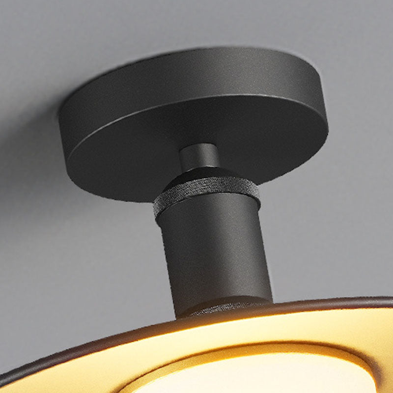 Contemporary Aluminum Round 1-Light Waterproof Semi-Flush Mount Ceiling Light for Outdoor Patio