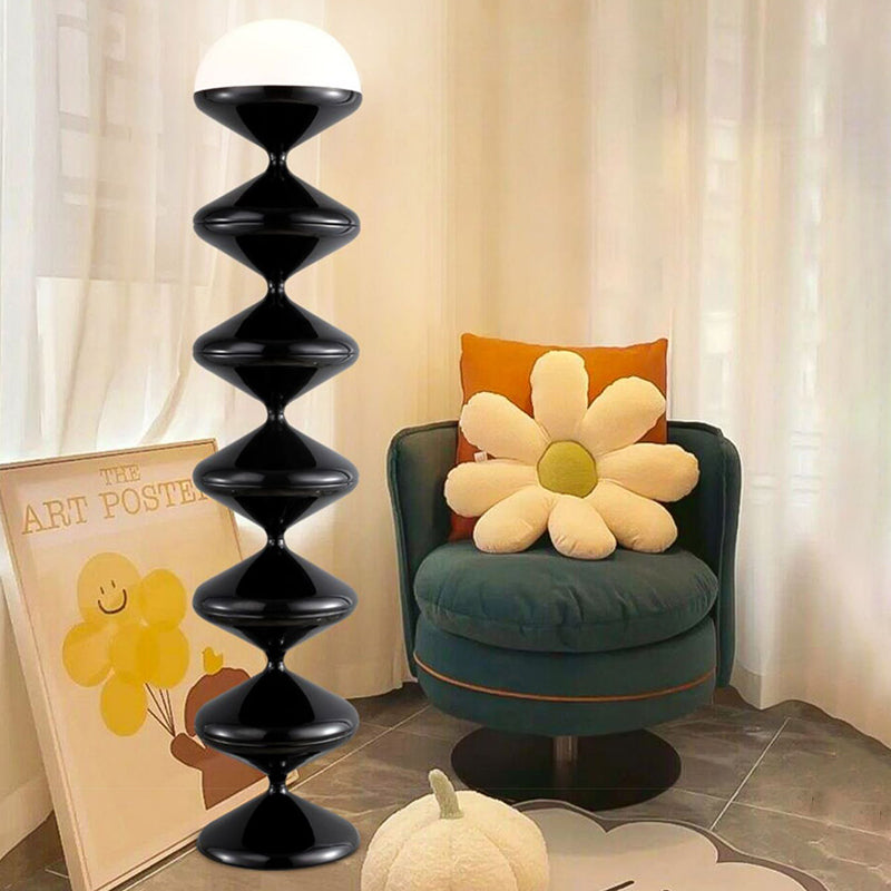 Contemporary Scandinavian Iron Acrylic Cream Floor Lamp - 1-Light Bedroom Lighting