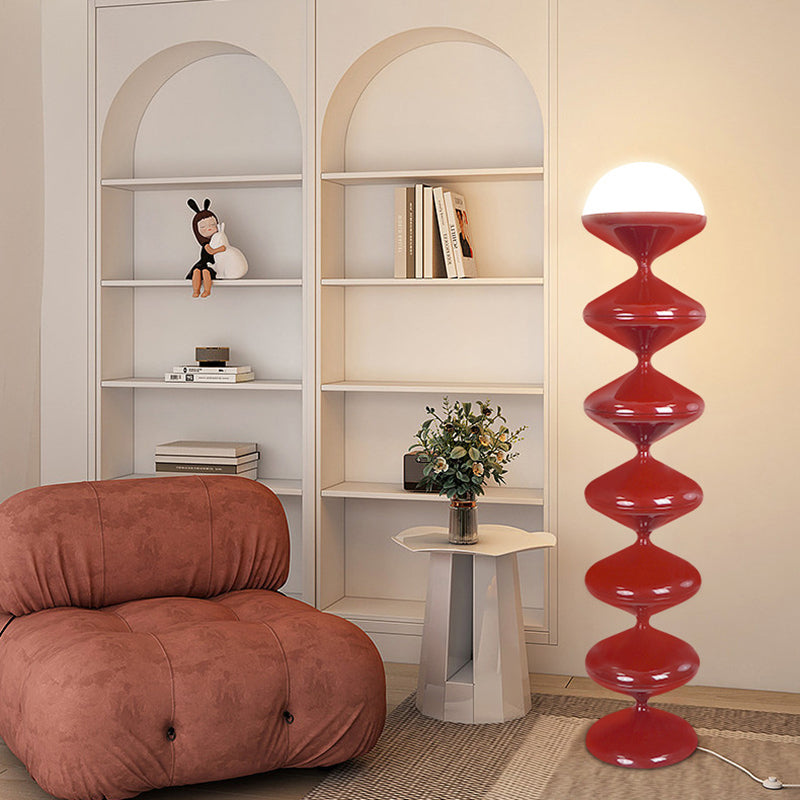 Contemporary Scandinavian Iron Acrylic Cream Floor Lamp - 1-Light Bedroom Lighting