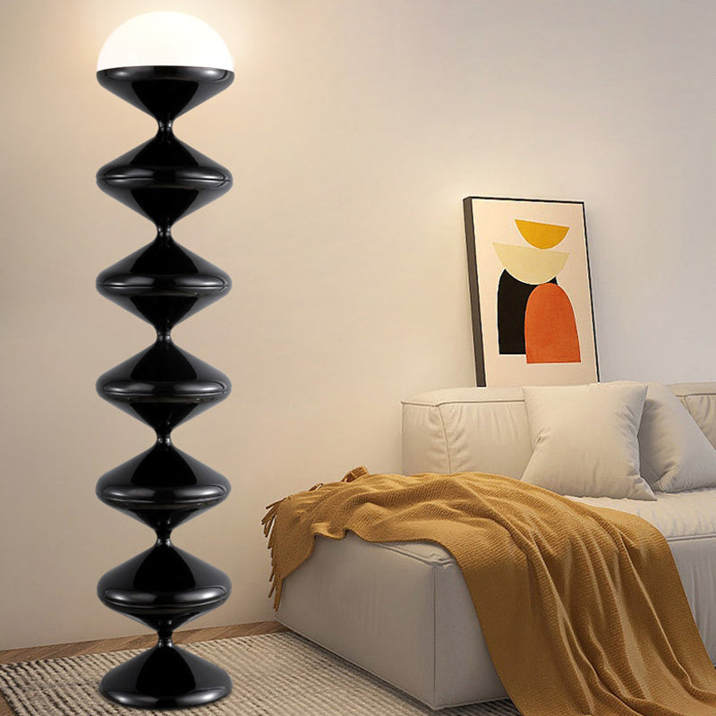 Contemporary Scandinavian Iron Acrylic Cream Floor Lamp - 1-Light Bedroom Lighting