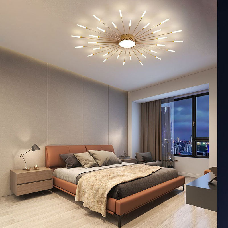 Contemporary Nordic Round LED Semi-Flush Mount Ceiling Light - Iron, Aluminum & Acrylic for Living Room