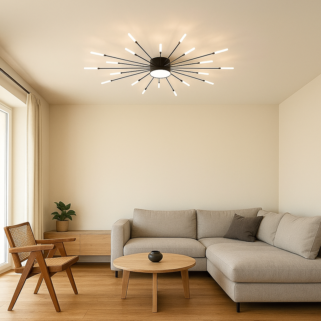Contemporary Nordic Round LED Semi-Flush Mount Ceiling Light - Iron, Aluminum & Acrylic for Living Room