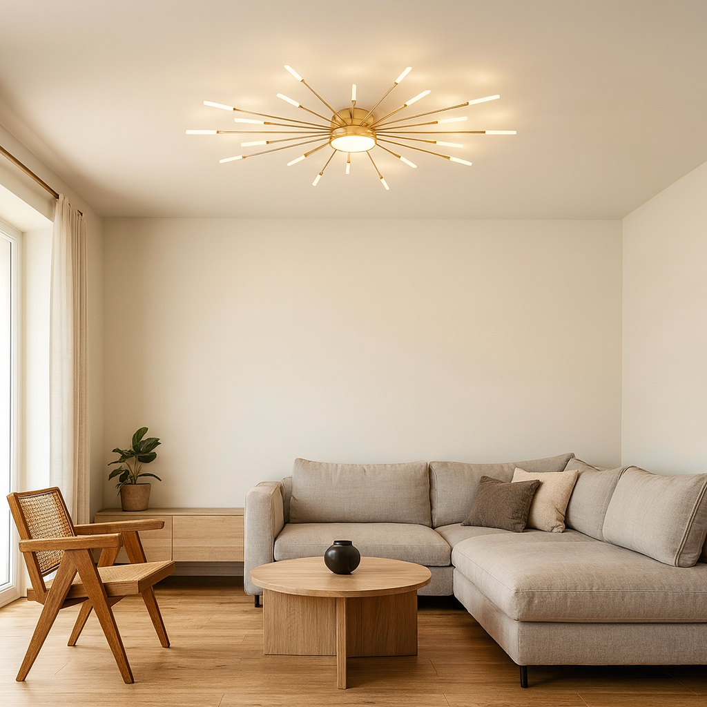 Contemporary Nordic Round LED Semi-Flush Mount Ceiling Light - Iron, Aluminum & Acrylic for Living Room