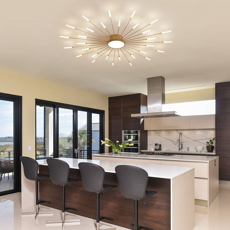 Contemporary Nordic Round LED Semi-Flush Mount Ceiling Light - Iron, Aluminum & Acrylic for Living Room
