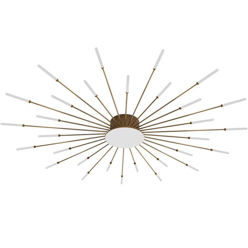 Contemporary Nordic Round LED Semi-Flush Mount Ceiling Light - Iron, Aluminum & Acrylic for Living Room