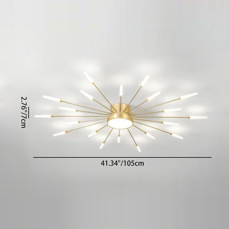 Contemporary Nordic Round LED Semi-Flush Mount Ceiling Light - Iron, Aluminum & Acrylic for Living Room