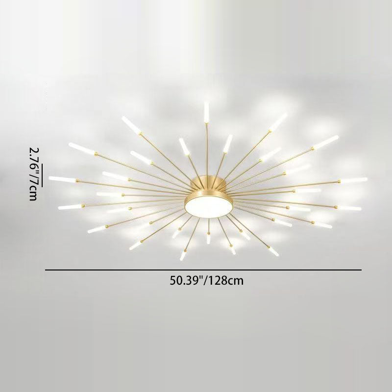Contemporary Nordic Round LED Semi-Flush Mount Ceiling Light - Iron, Aluminum & Acrylic for Living Room