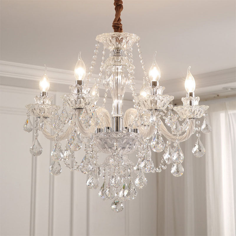 Contemporary Luxury Metal Crystal Round Chandelier - 6/8/10 Light Design for Living Room