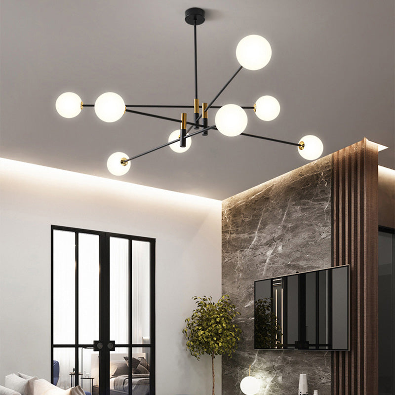 Scandinavian Magic Bean Chandelier - 4/6/8 Light Orb Glass Iron for Living Room