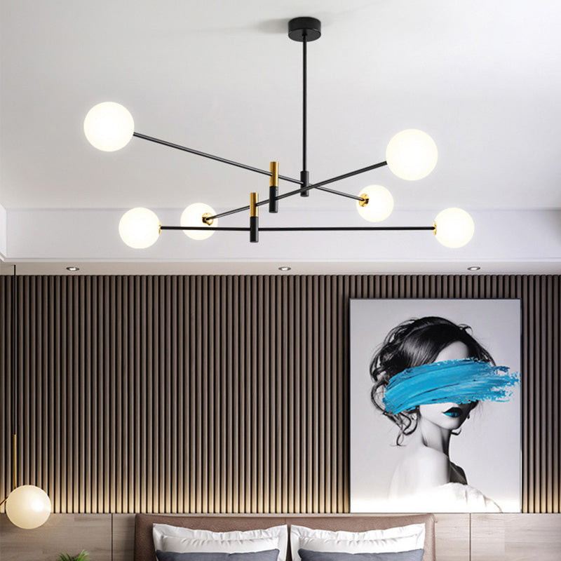 Scandinavian Magic Bean Chandelier - 4/6/8 Light Orb Glass Iron for Living Room
