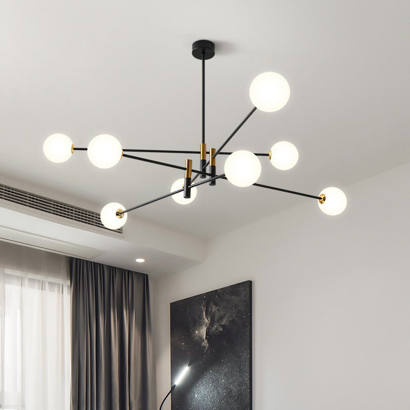 Scandinavian Magic Bean Chandelier - 4/6/8 Light Orb Glass Iron for Living Room
