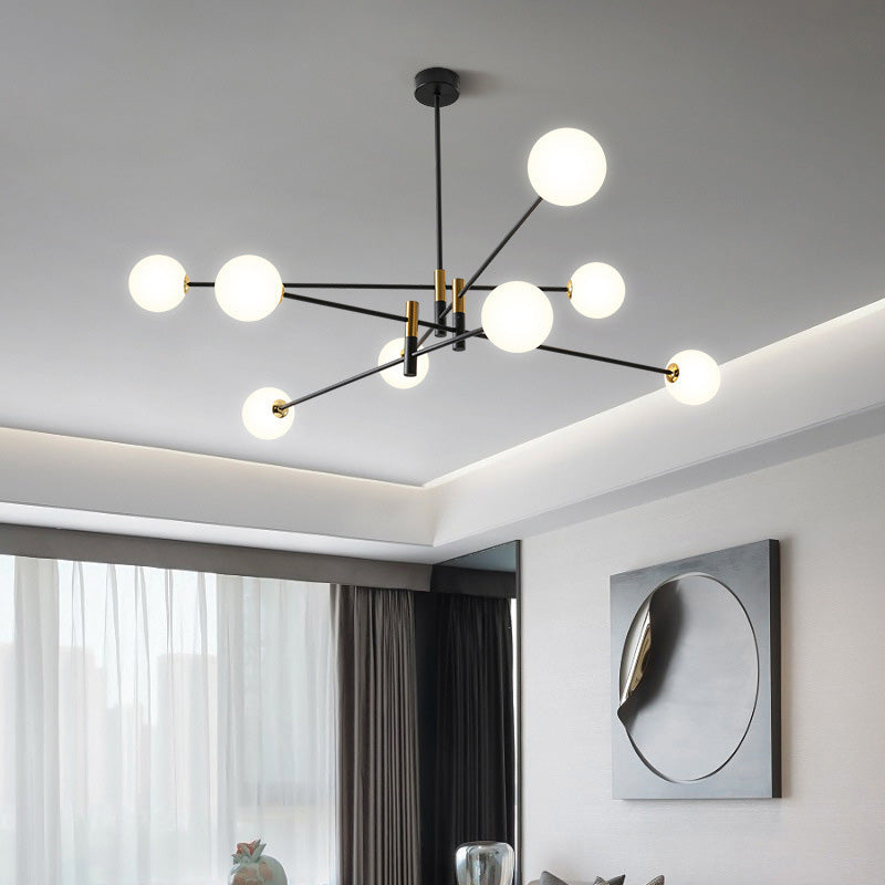 Scandinavian Magic Bean Chandelier - 4/6/8 Light Orb Glass Iron for Living Room