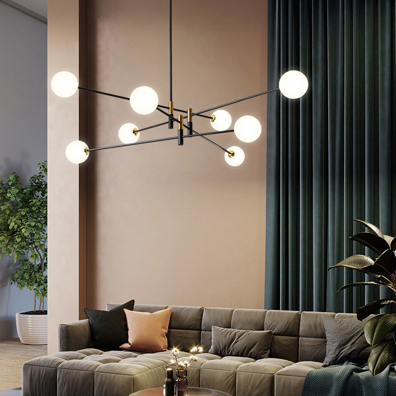 Scandinavian Magic Bean Chandelier - 4/6/8 Light Orb Glass Iron for Living Room