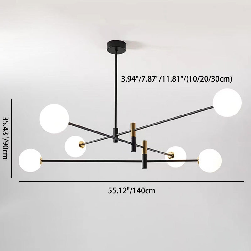 Scandinavian Magic Bean Chandelier - 4/6/8 Light Orb Glass Iron for Living Room