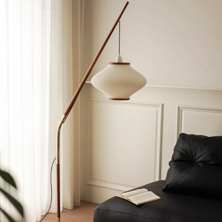 Traditional French Lantern Floor Lamp - Acrylic Ash Wood & Iron, 1-Light Design for Bedroom