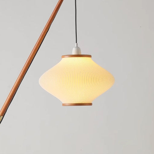 Traditional French Lantern Floor Lamp - Acrylic Ash Wood & Iron, 1-Light Design for Bedroom