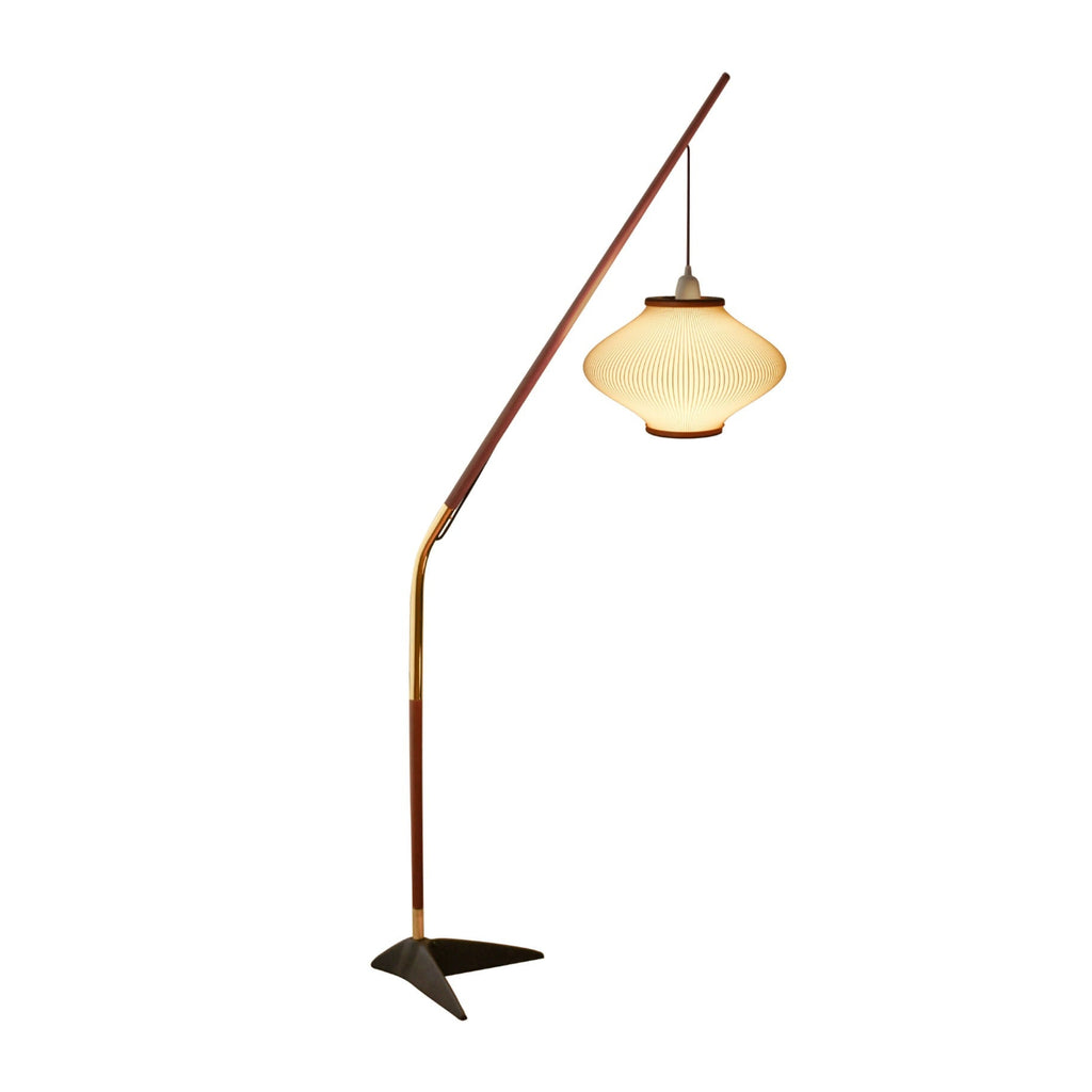 Traditional French Lantern Floor Lamp - Acrylic Ash Wood & Iron, 1-Light Design for Bedroom