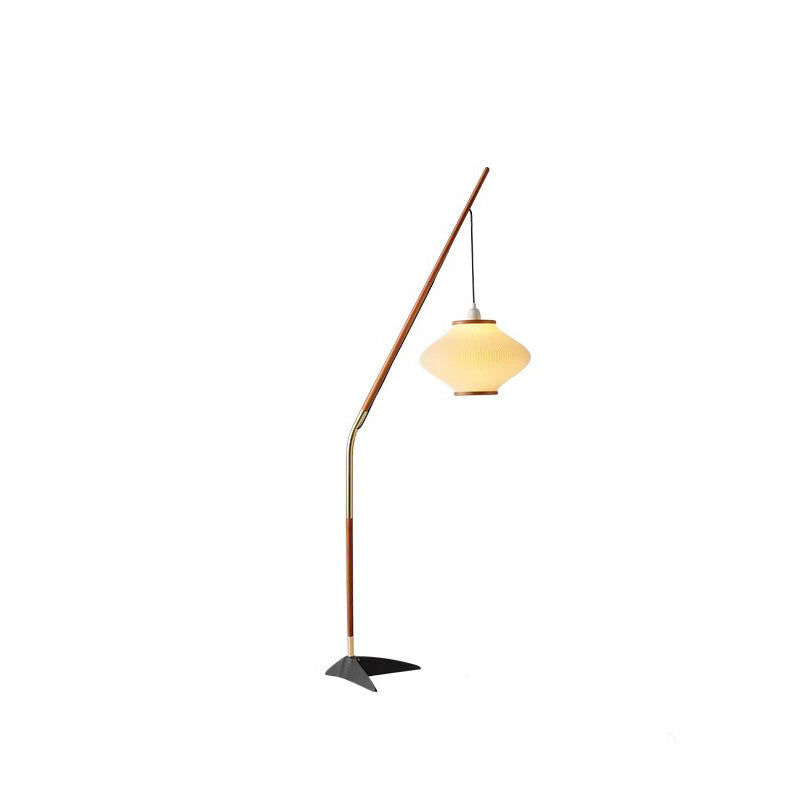 Traditional French Lantern Floor Lamp - Acrylic Ash Wood & Iron, 1-Light Design for Bedroom