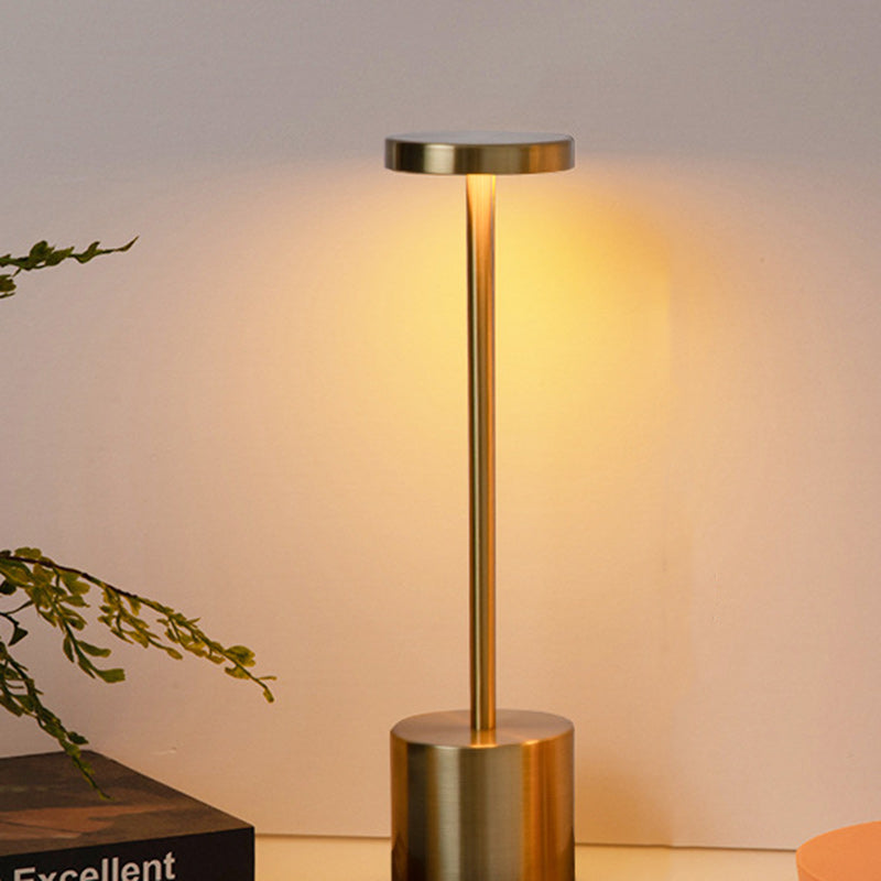 Modern Minimalist Round Cylinder Metal LED Table Lamp for Living Room, Stylish Desk Lighting, Contemporary Home Decor, Sleek Design, Energy-Efficient Light Fixture, Adjustable Brightness, Soft Warm Glow, Perfect for Bedroom or Office, Modern Lighting Solu