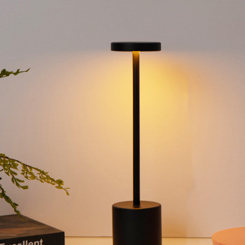 Modern Minimalist Round Cylinder Metal LED Table Lamp for Living Room, Stylish Desk Lighting, Contemporary Home Decor, Sleek Design, Energy-Efficient Light Fixture, Adjustable Brightness, Soft Warm Glow, Perfect for Bedroom or Office, Modern Lighting Solu