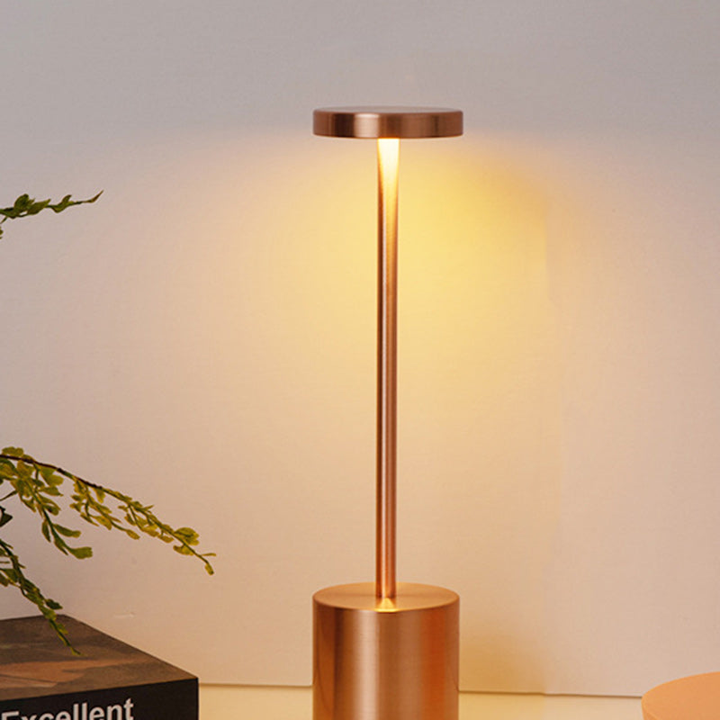 Modern Minimalist Round Cylinder Metal LED Table Lamp for Living Room, Stylish Desk Lighting, Contemporary Home Decor, Sleek Design, Energy-Efficient Light Fixture, Adjustable Brightness, Soft Warm Glow, Perfect for Bedroom or Office, Modern Lighting Solu