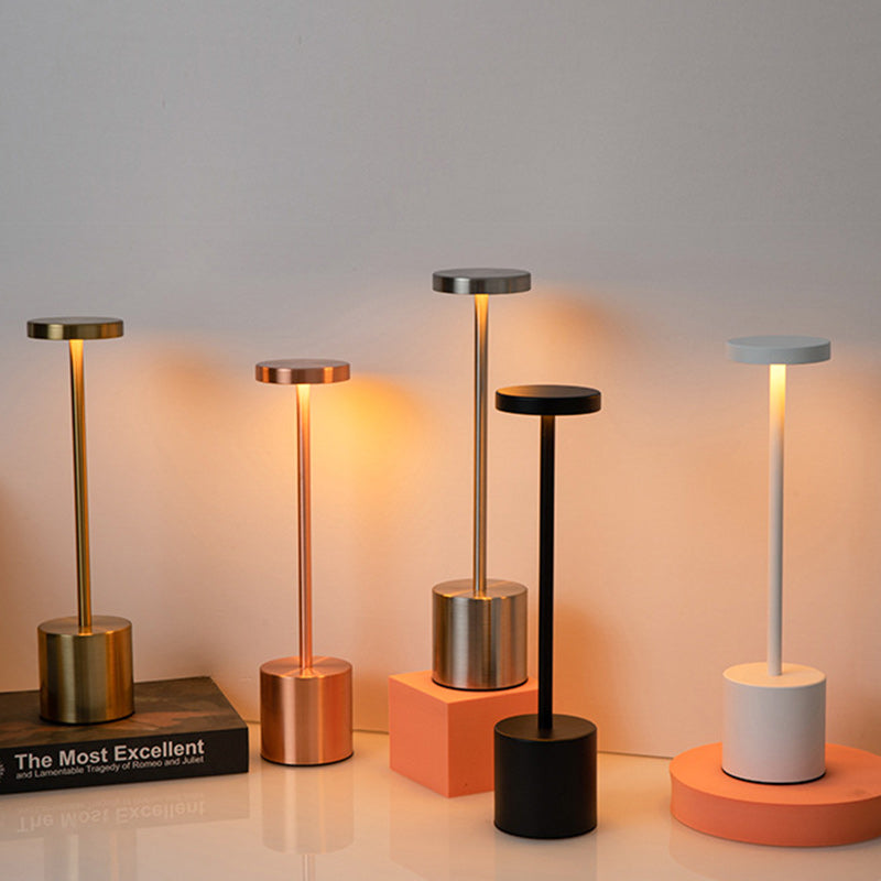 Modern Minimalist Round Cylinder Metal LED Table Lamp for Living Room, Stylish Desk Lighting, Contemporary Home Decor, Sleek Design, Energy-Efficient Light Fixture, Adjustable Brightness, Soft Warm Glow, Perfect for Bedroom or Office, Modern Lighting Solu