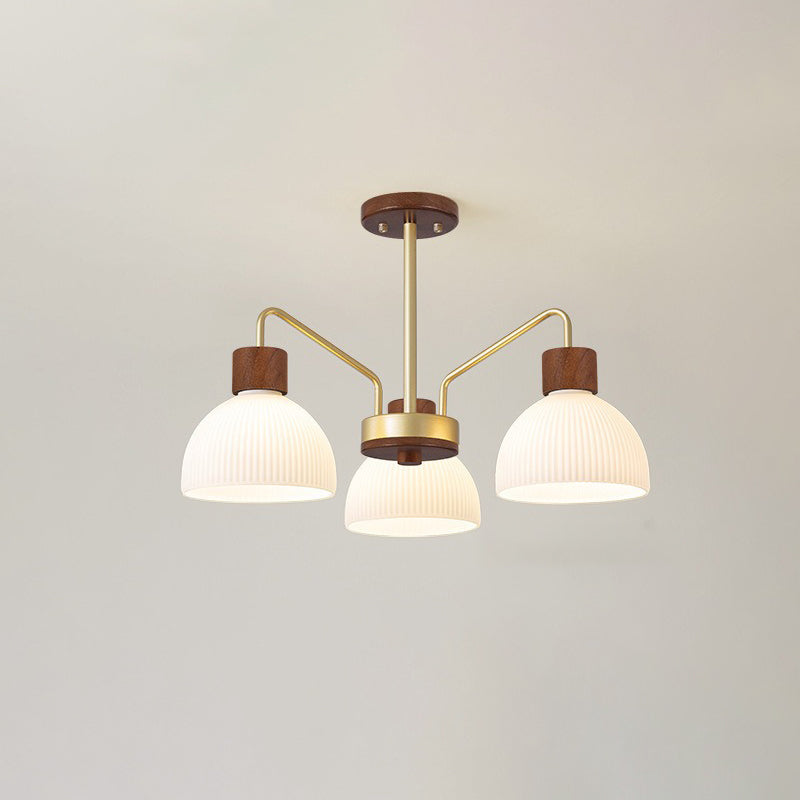 Traditional Japanese Bowl Branch Glass Iron Semi-Flush Mount Ceiling Light - 3/5/8 Light Design for Bedroom
