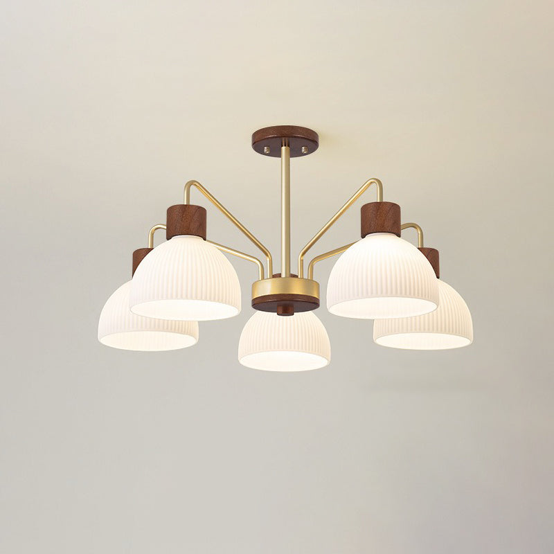 Traditional Japanese Bowl Branch Glass Iron Semi-Flush Mount Ceiling Light - 3/5/8 Light Design for Bedroom