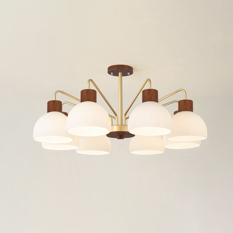 Traditional Japanese Bowl Branch Glass Iron Semi-Flush Mount Ceiling Light - 3/5/8 Light Design for Bedroom